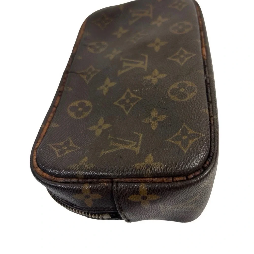 Louis Vuitton Monogram Canvas Cosmetic Toiletry Makeup Pouch Brown Vintage